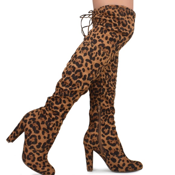 Leopard Print Over the Knee boot - Picture 3 of 4